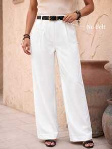 EMERY ROSE Pantalones de traje casual y cómodos de unicolor para mujer - Blanco - Ver 5