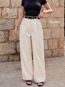 EMERY ROSE Pantalones de traje casual y cómodos de unicolor para mujer - Blanco - Ver 3