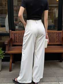 EMERY ROSE Pantalones de traje casual y cómodos de unicolor para mujer - Blanco - Ver 2