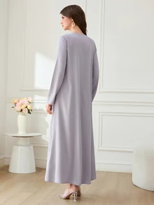 Mulvari Women's Solid Color Casual Modest Elegant Xhosa Traditional Party Travel Arabian Dress Summer - Grey - View 3