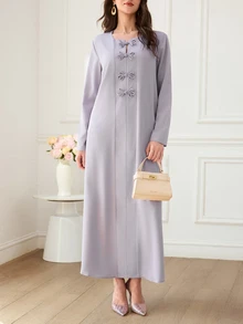 Mulvari Women's Solid Color Casual Modest Elegant Xhosa Traditional Party Travel Arabian Dress Summer - Grey - View 7