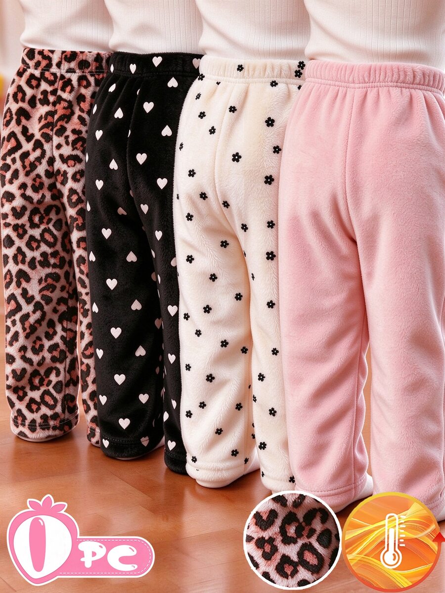 1pc Girls' Gold Mink Velvet Straight Leg Pants, Suitable For Autumn/Winter Daily Wear - Multicolor - View 1