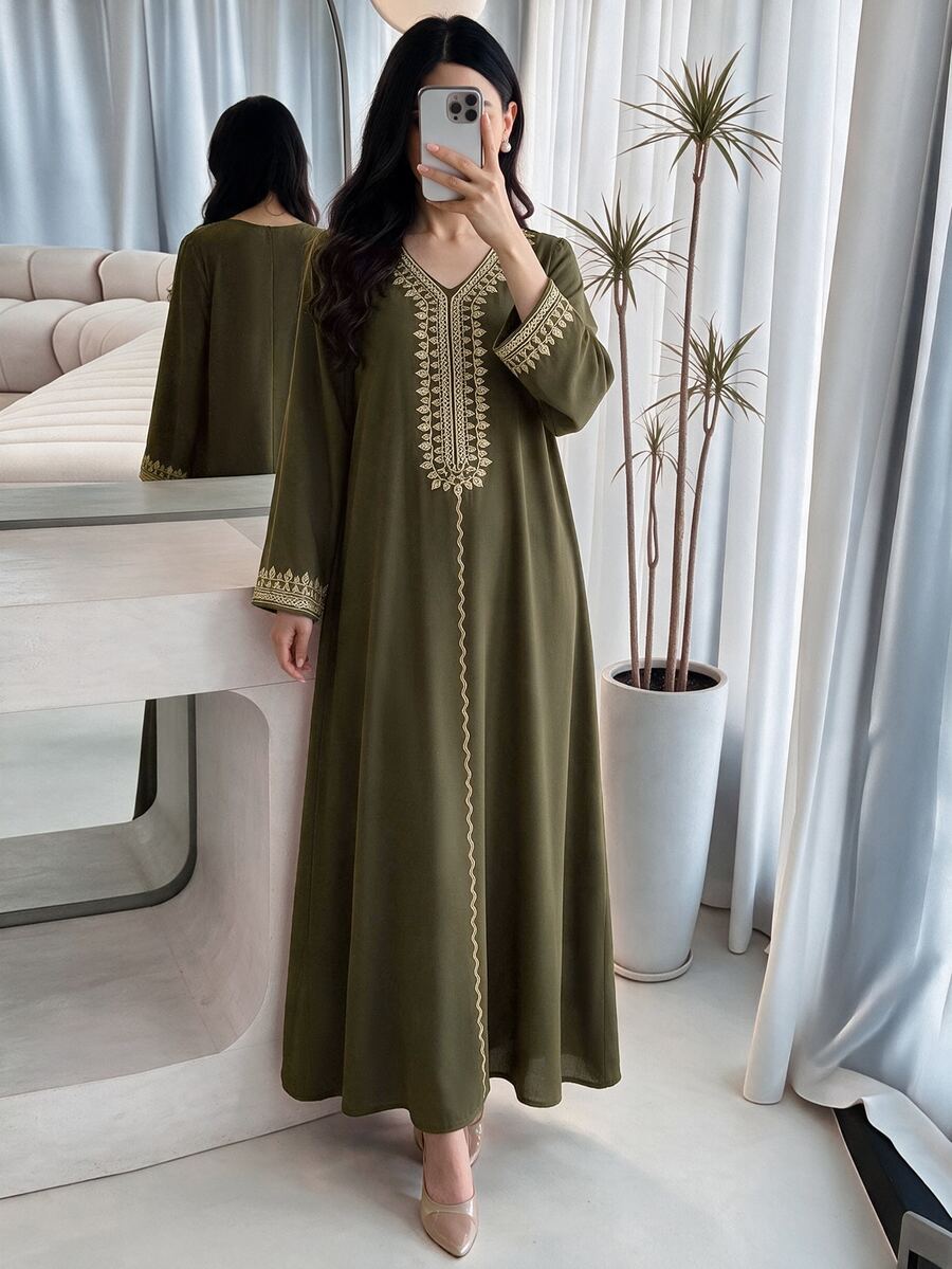 Mulvari Women's Turkish Maxi Dress & Arabic Traditional Abaya Robe, Kaftan & Jalabiya