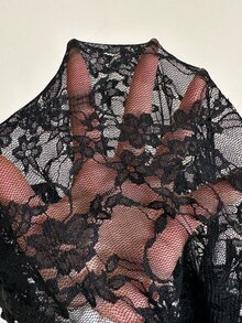 Aloruh Black Lace Women's Cutout Design Pleated Sexy Camisole Camisole - Black - View 9