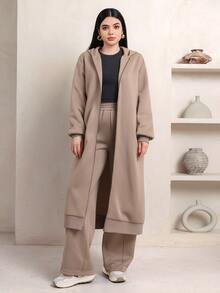 Veilorie Women's Zip-Up Hooded Jacket And Casual Pants 2 Pieces Set - Khaki - View 3