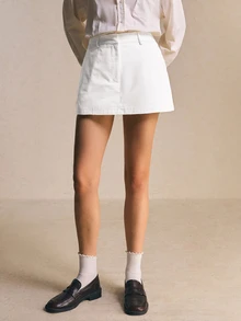 Poéselle 100% Cotton Women's Casual Versatile Skorts With Pockets - White - View 5
