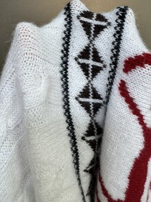 Manfinity Homme 男士鹿紋長袖麻花編織情侶毛衣 - 白色 - 查看 3