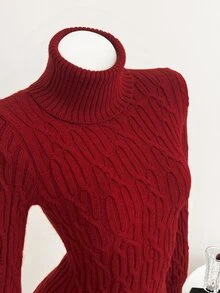 Elamini Women's Cute Sweet Holiday Outfit Red Sweater Slim Fit Casual Versatile Daily Wear Party - Burgundy - View 6