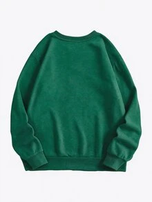 Collagica Collagica Women's Slogan Embroidered Crew Neck Long Sleeve Casual Sweatshirt - Dark Green - View 2