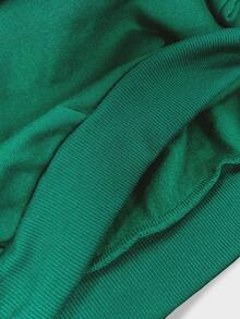 Collagica Collagica Women's Slogan Embroidered Crew Neck Long Sleeve Casual Sweatshirt - Dark Green - View 4