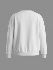 SHEIN MOD Plus Size Autumn/Winter White Lace Patchwork 2 In 1 Sweatshirt, Casual Collegiate Style For Girls, Daily Vacation And Travel Outfit - Black and White - View 2