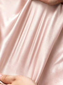 Franclia 女款優雅通勤V領修身貼身商務晚宴雞尾酒緞面彈性亮面金屬扣春夏洋裝 灰粉色 OnlyXX - 淺粉色 - 查看 3