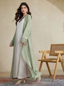 Mulvari Women's Minimalist Arabic Style Abaya, Suitable For Summer, Modest Robe - Mint Green - View 5
