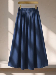 GlowEve CURVE Plus Size Women Solid Color Pocket Elegant Commute Skirt - Black - View 2