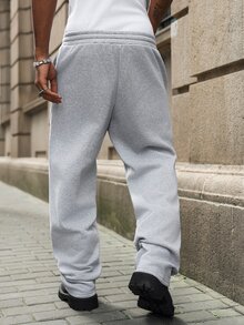 Major Grit Men's Grey Street Style Sweatpants, Loose Casual Streetwear Printed Pants, Suitable For Daily Wear And Outings, Ideal Gift For Friends Gym Fall - Grey - View 2