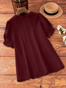 Écloséra Curve Plus Size Women's Embroidered Casual Blouse, Suitable For Dates, Romantic, Fashionable, Versatile, Daily Commute, Spring/Summer - Burgundy - View 2