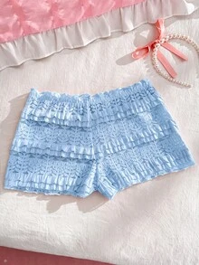 PetitDoll 1pc Women's Sweet Pink Lace Ruffle Bow Design Briefs - Blue - View 7