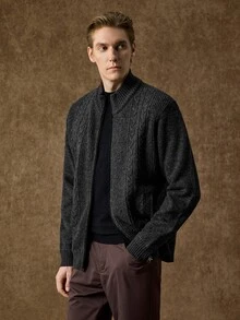 Formmaro Old Money Men's Solid Color Casual Versatile Daily Wear Cardigan, Fall/Winter Unisex Style, Couple Outfit, Best Holiday Gift - Dark Grey - View 7