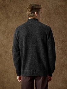 Formmaro Old Money Men's Solid Color Casual Versatile Daily Wear Cardigan, Fall/Winter Unisex Style, Couple Outfit, Best Holiday Gift - Dark Grey - View 3