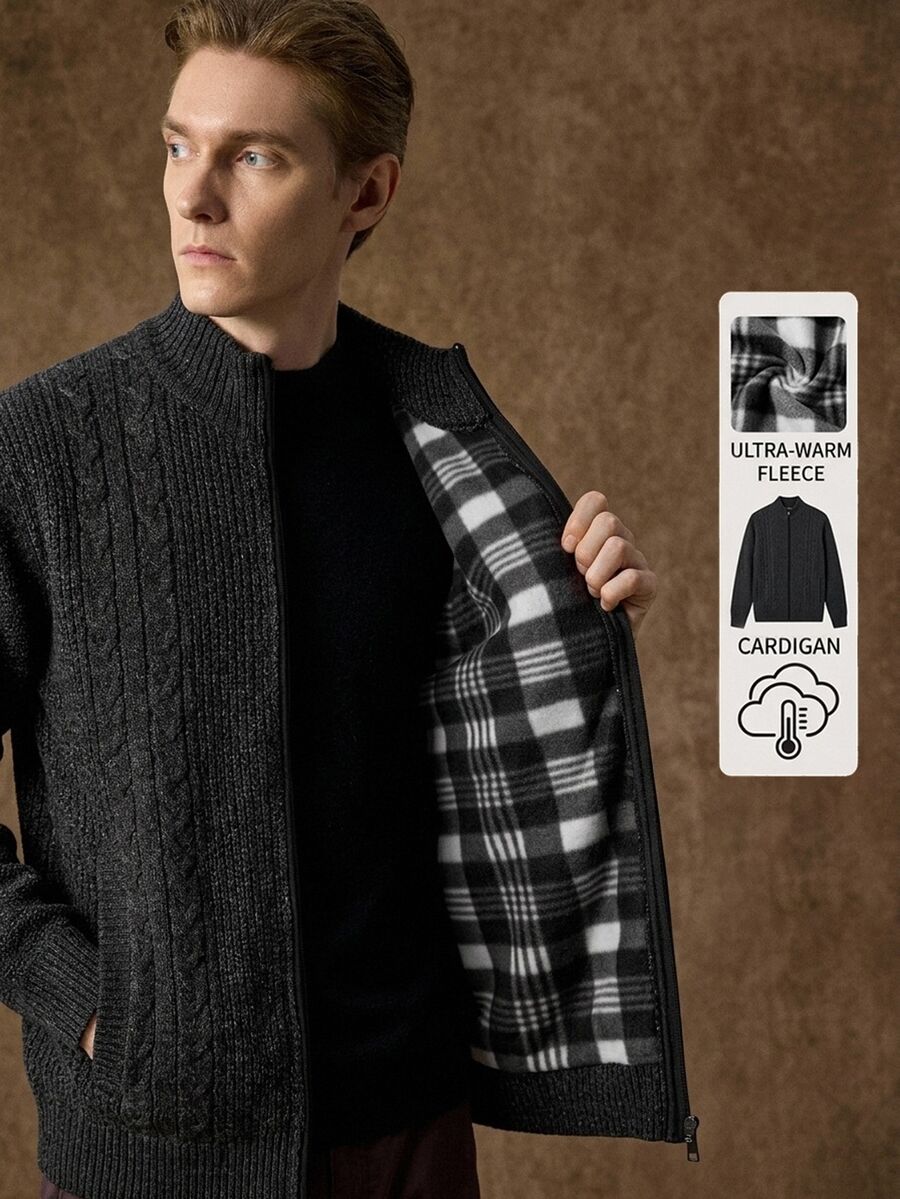 Formmaro Old Money Men's Solid Color Casual Versatile Daily Wear Cardigan, Fall/Winter Unisex Style, Couple Outfit, Best Holiday Gift - Dark Grey - View 1