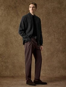 Formmaro Old Money Men's Solid Color Casual Versatile Daily Wear Cardigan, Fall/Winter Unisex Style, Couple Outfit, Best Holiday Gift - Dark Grey - View 5