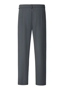 Manfinity Mode Men's Vintage Side-Button Double Pleated Wrinkle-Resistant Dress Pants, Tapered Leg Draped Business Mature, Formal, Old Money - Grey - View 2