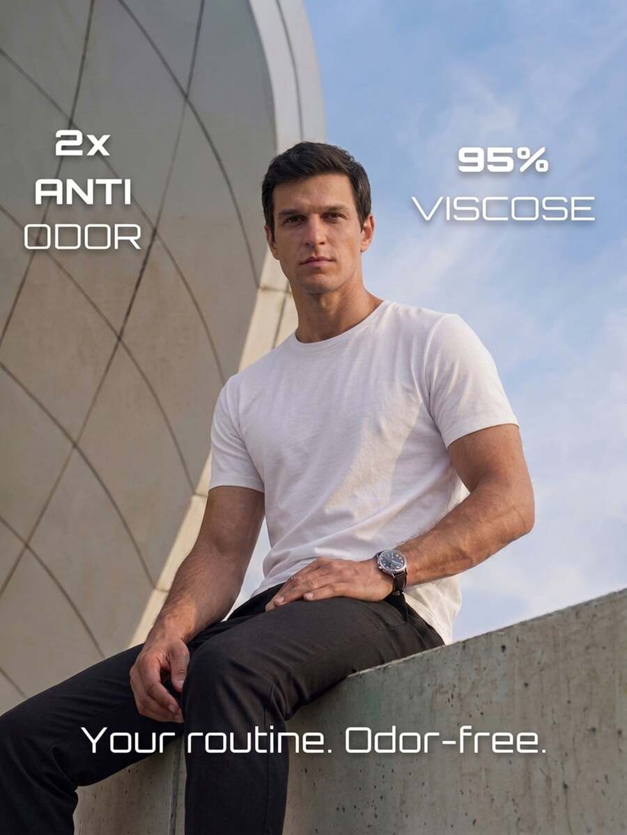 TekDrob Double Anti-Odor Heavy Viscose Henley T-Shirt With Regular Fit - White - View 1