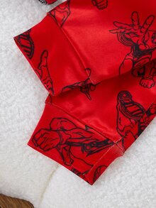 Boys' 2 Pieces Tight Long Sleeve Top And Pants Set, Superhero Mask Print, Soft And Comfortable Fabric, Perfect Gift For Boys - Red - View 5