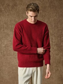 Manfinity Hypemode Christmas Men's Solid Color Casual Versatile Daily Wear Long Sleeve Sweater, Warm Family Atmosphere Parent-Child Couple, Old Money - Red - View 6