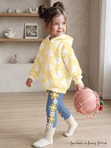 Young Girl Casual Long Kids Sleeve Hoodie & Leggings 2 Pieces Set, Suitable For Autumn/Winter - Multicolor - View 4