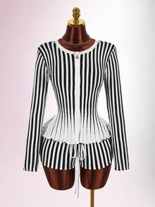 Amplova Women's Knit Long Sleeve Backless Patchwork Mini Dress, High Elasticity Knitted Sweater, Autumn/Winter - White - View 10
