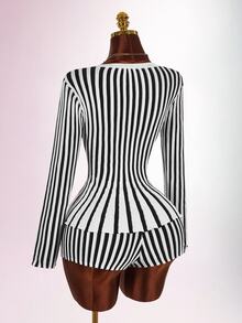 Amplova Women's Knit Long Sleeve Backless Patchwork Mini Dress, High Elasticity Knitted Sweater, Autumn/Winter - White - View 12