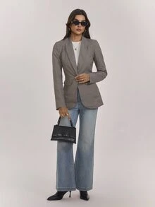 SHEIN Tall Women's Tall Casual Plaid Long-Sleeve Blazer – Smart Casual For Autumn/Winter - Multicolor - View 11