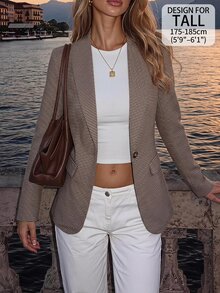 SHEIN Tall Women's Tall Casual Plaid Long-Sleeve Blazer – Smart Casual For Autumn/Winter - Multicolor - View 5