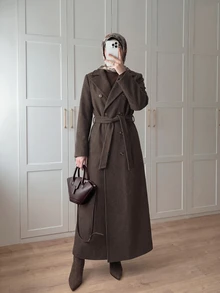 Celisse Women's Overcoat, Autumn/Winter Overcoat, Long Coat, Fashion Autumn/Winter Jacket, Suitable For Outdoor, Street, Gathering, Party, Formal Occasions - Brown - View 4