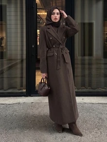 Celisse Women's Overcoat, Autumn/Winter Overcoat, Long Coat, Fashion Autumn/Winter Jacket, Suitable For Outdoor, Street, Gathering, Party, Formal Occasions - Brown - View 5