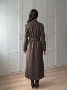 Celisse Women's Overcoat, Autumn/Winter Overcoat, Long Coat, Fashion Autumn/Winter Jacket, Suitable For Outdoor, Street, Gathering, Party, Formal Occasions - Brown - View 3