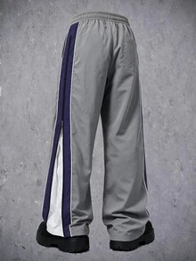 Manfinity Denimwave Men's Drawstring Waist Contrast Color Casual Streetwear Daily Travel Long Pants Vacation Grey Fall - Light Grey - View 2