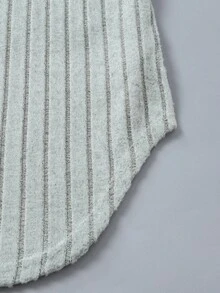 SHEIN Tween Girl Fall Thick Warm School Student Sports 80s Cute Casual Inner Layer Fuzzy Ribbed Crew Neck Long Sleeve Top Leggings T-Shirt Set Family Grey - Green - View 4