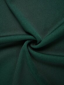 Elenzga Plus Size Women's Elegant Dark Green Autumn Dress,Commuter Lapel Neck Button Decor A-Line Back Tie Short Sleeve Dinner Formal Wear - Dark Green - View 4