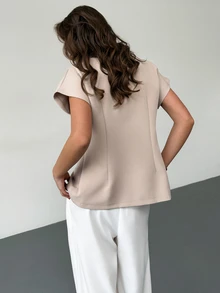 RiviMae Solid Color Minimalist Casual Versatile Women Blazer - Khaki - View 2