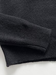 Elamini Women's Loose Casual Colorblock Collar Daily Commute Cute Outfit Autumn Winter Pullover Sweater - Black - View 5