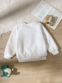 SHEIN Young Boy Cartoon Animal Pattern Knitted Soft Crew Neck Long Sleeve Pullover Sweatshirt, Fleece Lined Thickened, Little Dinosaur Sweatshirt, Suitable For Winter, Casual And Comfortable - Multicolor - View 4
