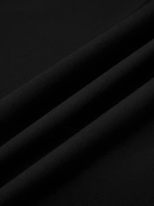 SHEIN LUNE Plus Size Women's Solid Color Elastic Waist Wide Leg Loose Pants With Ruffled Hem Fall Cloth For Women - Black - View 6