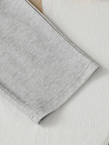 Baby Girl Casual Preppy 2 Pieces Set, Autumn Minimalist Brown Long Sleeve Polo Collar Top & Wide Leg - Light Grey - View 7
