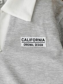 Baby Girl Casual Preppy 2 Pieces Set, Autumn Minimalist Brown Long Sleeve Polo Collar Top & Wide Leg - Light Grey - View 10