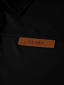 Calvornis Autumn/Winter Men's Mature Old Money Style Khaki Plain Fabric Small Logo Polo Shirt - Black - View 6