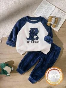 SHEIN Young Boy Letter Cartoon Pattern Casual Everyday Long Sleeve Sweatshirt - Multicolor - View 1
