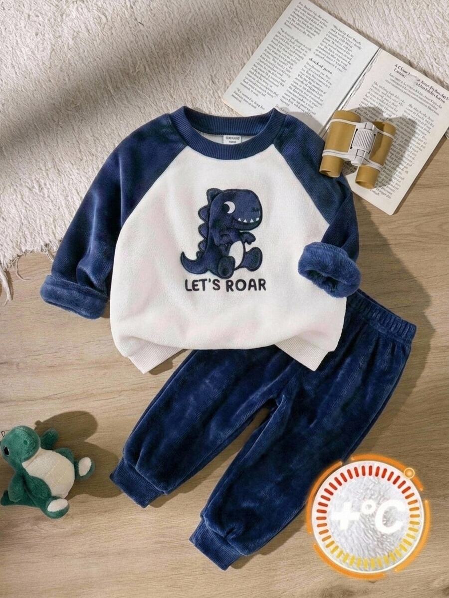 SHEIN Young Boy Letter Cartoon Pattern Casual Everyday Long Sleeve Sweatshirt - Multicolor - View 1