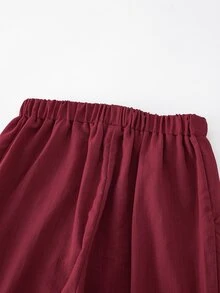 SHEIN 2pcs Boys Burgundy Vintage Striped Vest And Pants Set With Bow Tie, Fall Winter Formal Wedding Graduation Party Outfit - Burgundy - View 6